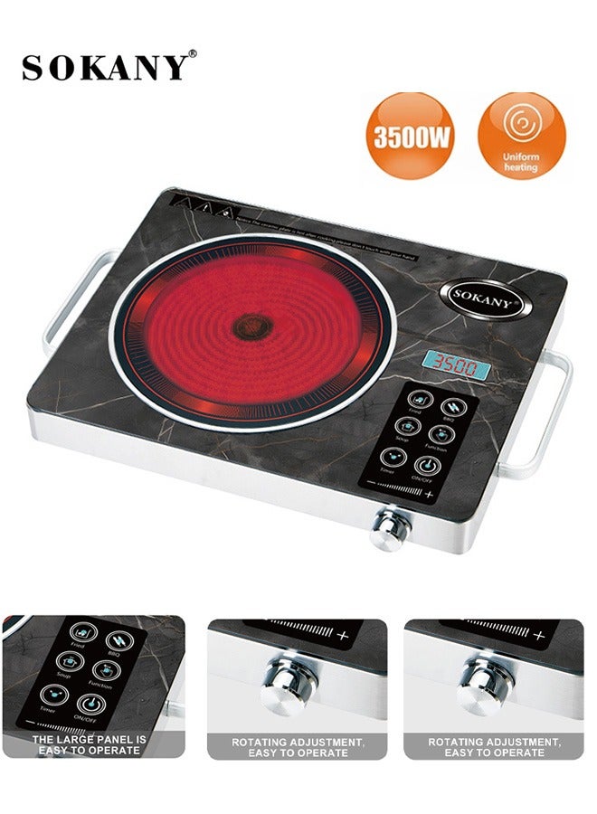sokany Infrared Cooker, Single Electric Stove,Cooktop with Adjustable Temperature Control,Sensor Touch & Knob,3500W SK-07073 - Image 1
